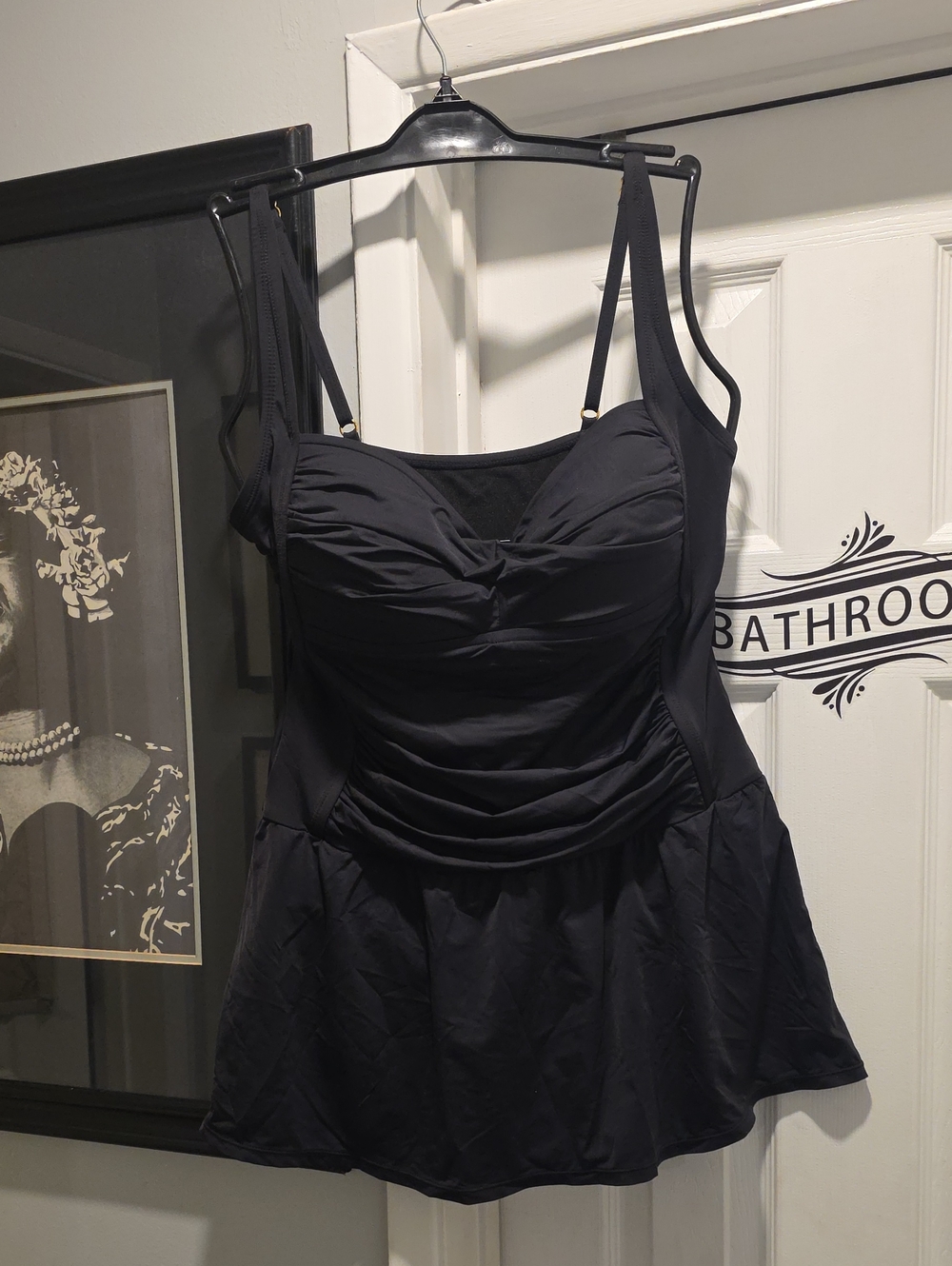 Classic Black Ruched One-Piece Swimdress